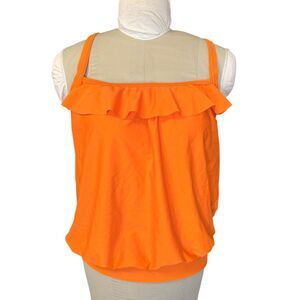 Cocos Swim Ruffle Tankini Top Orange Sz. 16 Crisscross Straps Bra